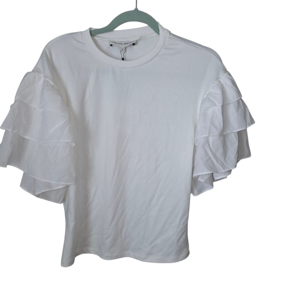 New English Factory Layered Ruffles Top Small - Picture 2 of 8